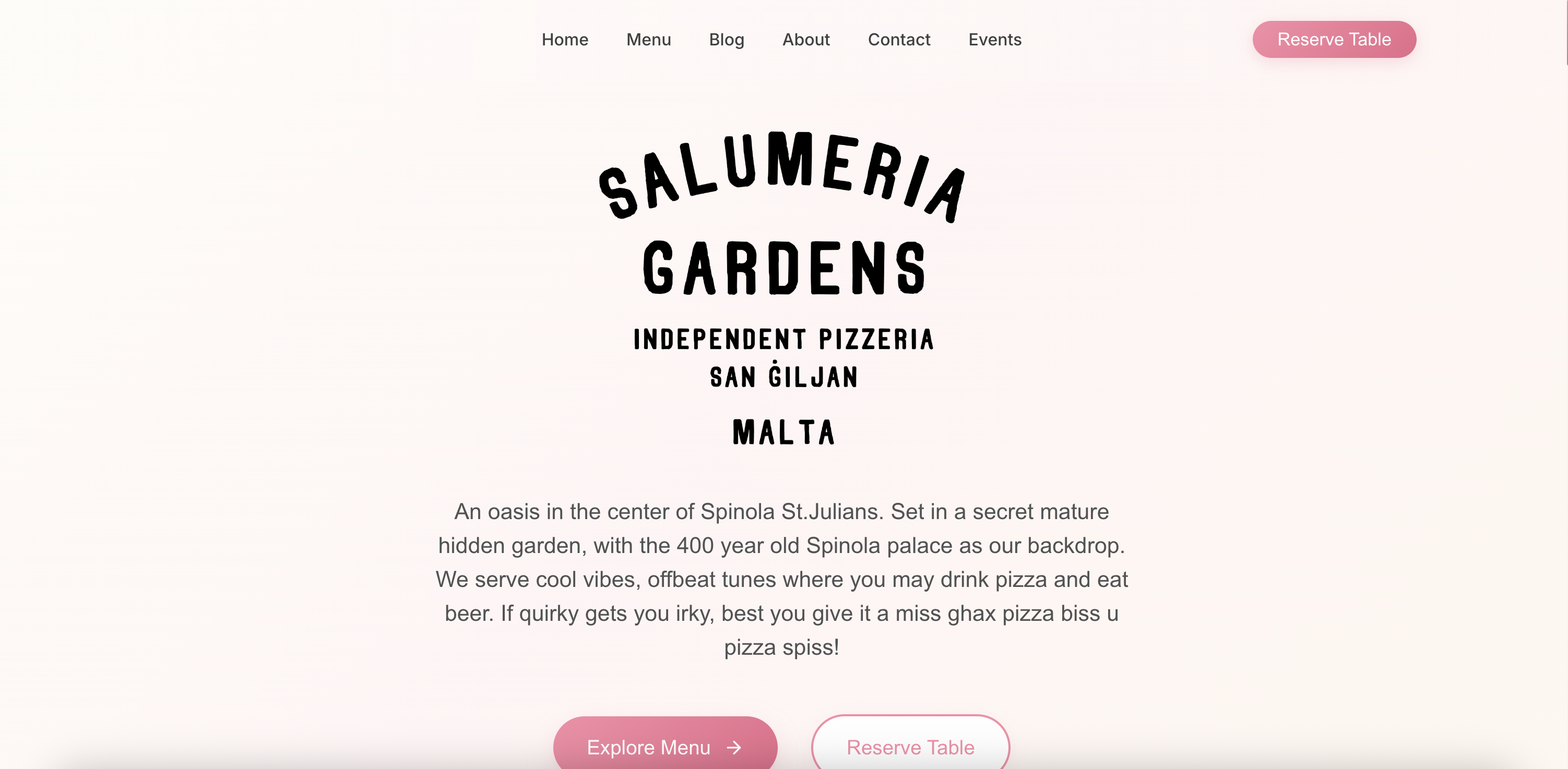Salumeria Gardens Restaurant Website project screenshot