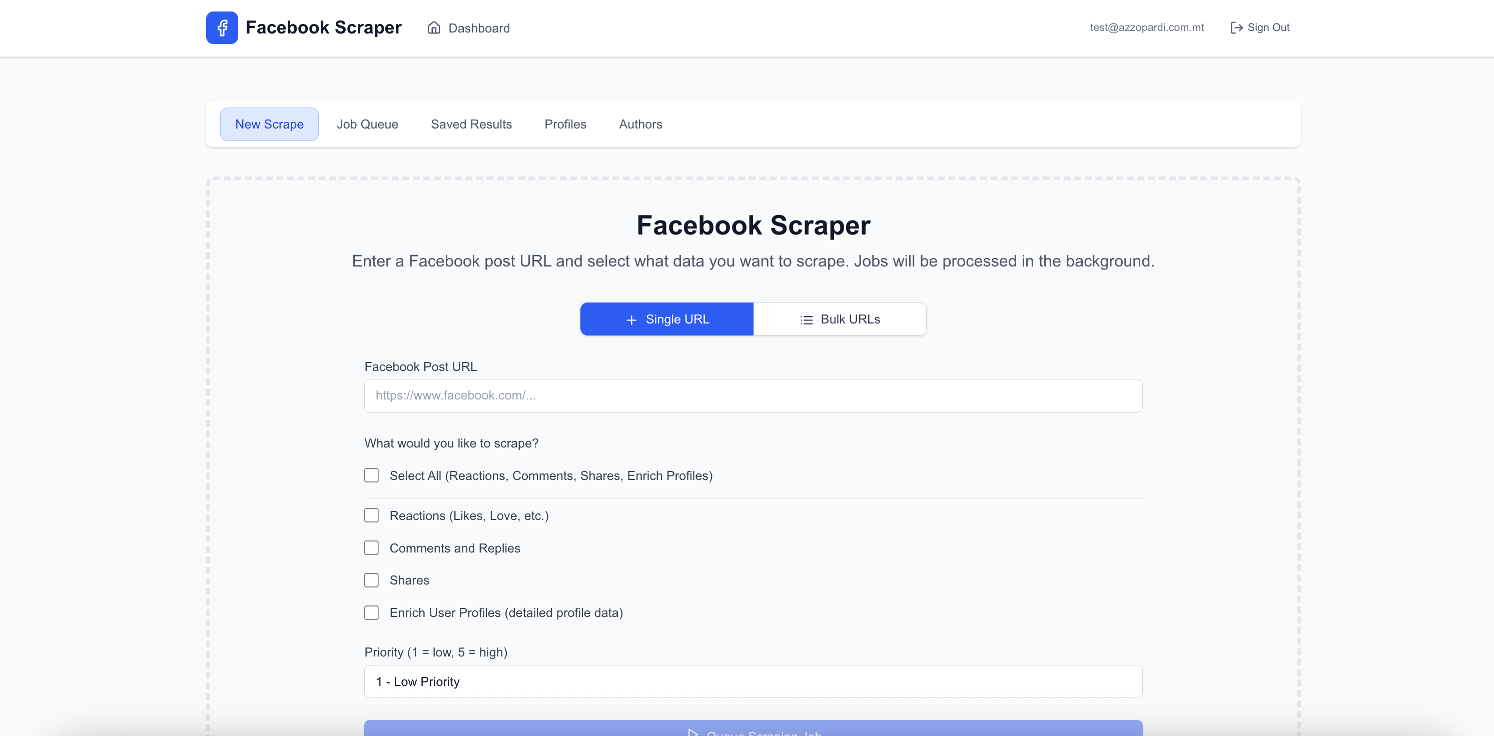 Scraper project screenshot
